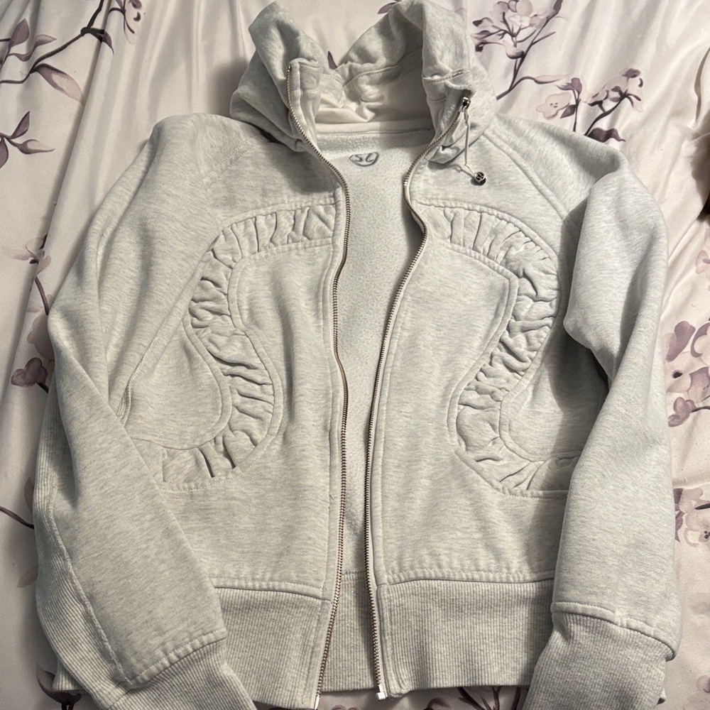 Lululemon White/Grey Sparkly Zip Up